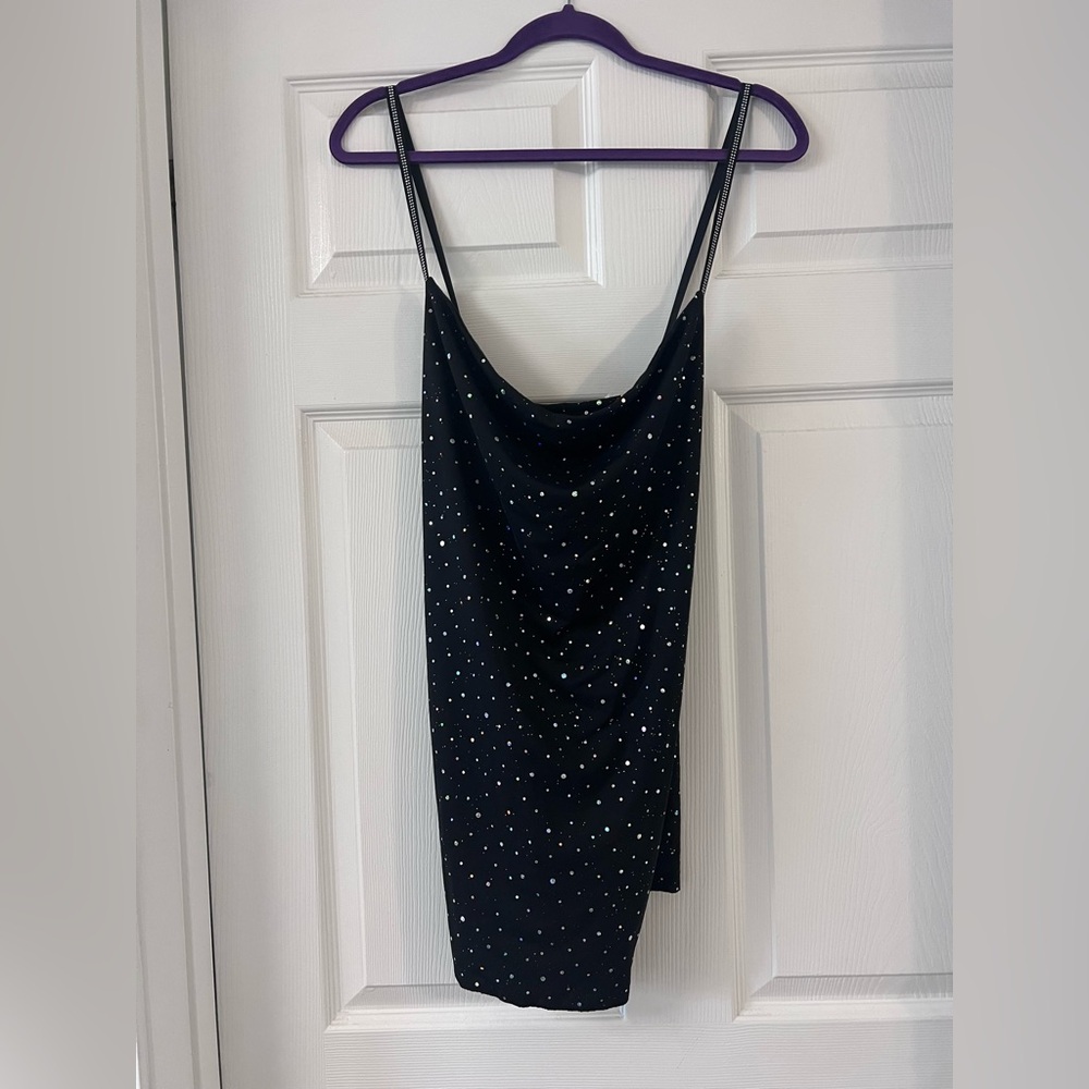Black Sleeveless Top with sparkle and rhinestone straps